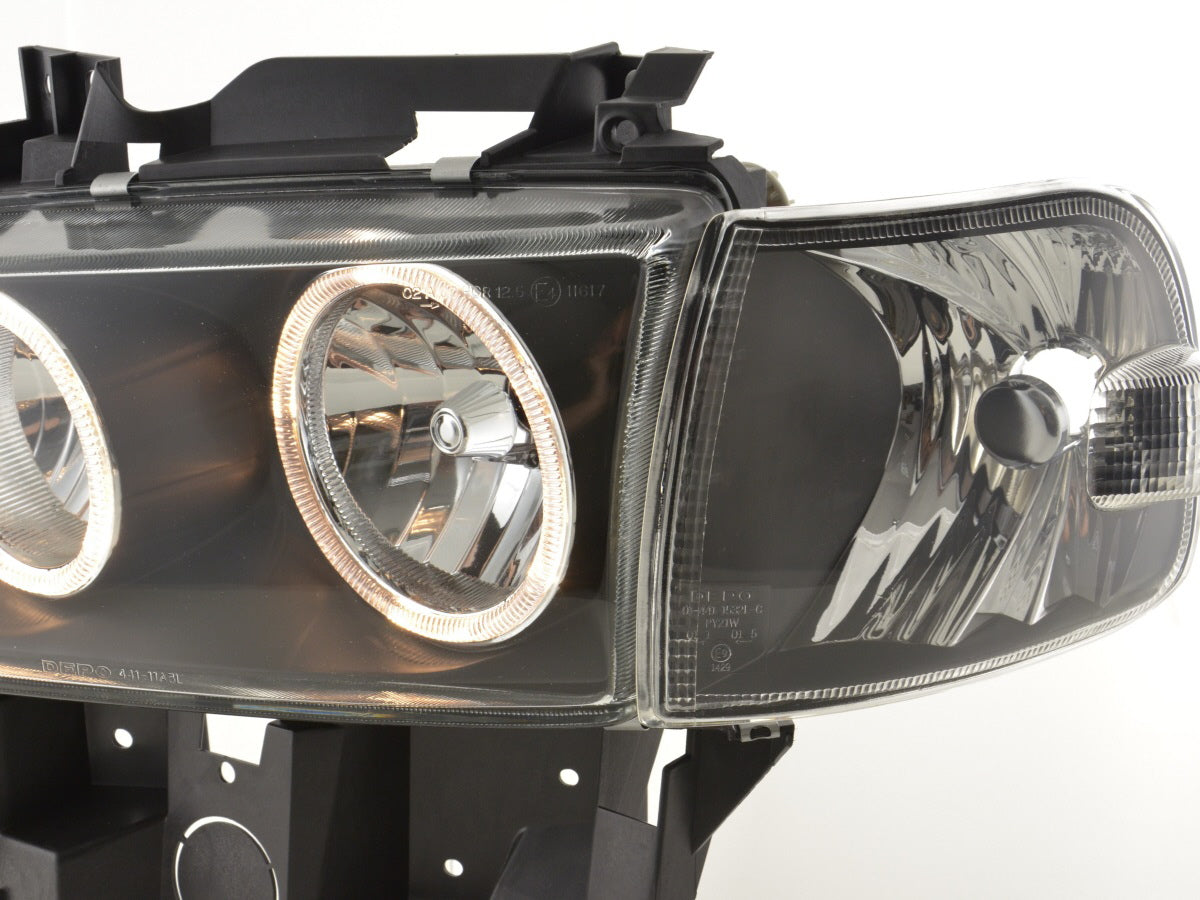 Scheinwerfer Set Angel Eyes VW Bus Typ T4 97-02 schwarz Scheinwerfer Set Angel Eyes VW Bus Typ T4 97-02 schwarz